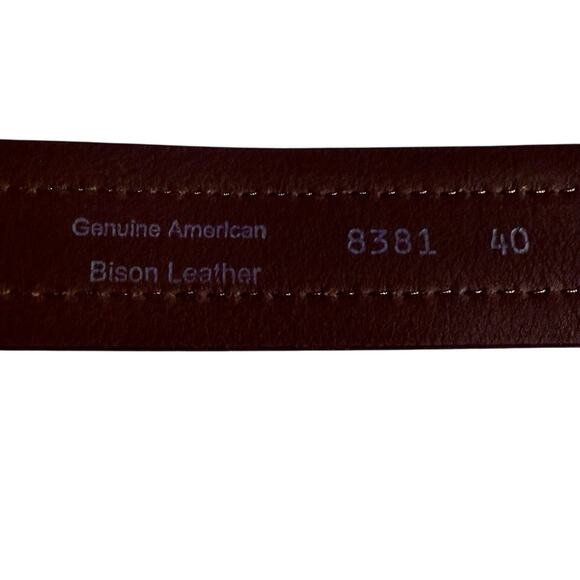 Overland Mens USA Bison Leather Belt Brown 40 Silver Tone Interchange Buckle - Picture 6 of 16